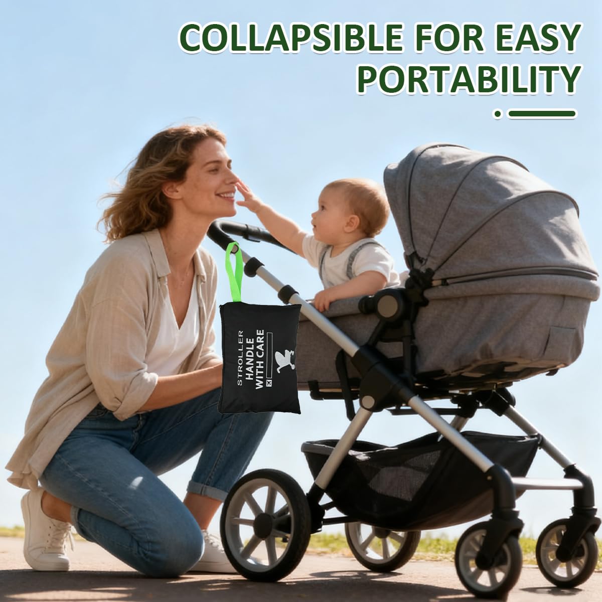 CENBEN Stroller Bag for Airplane Large Capacity Pram Travel Bag, Waterproof Pushchair Cover with Hand Strap - Image 4