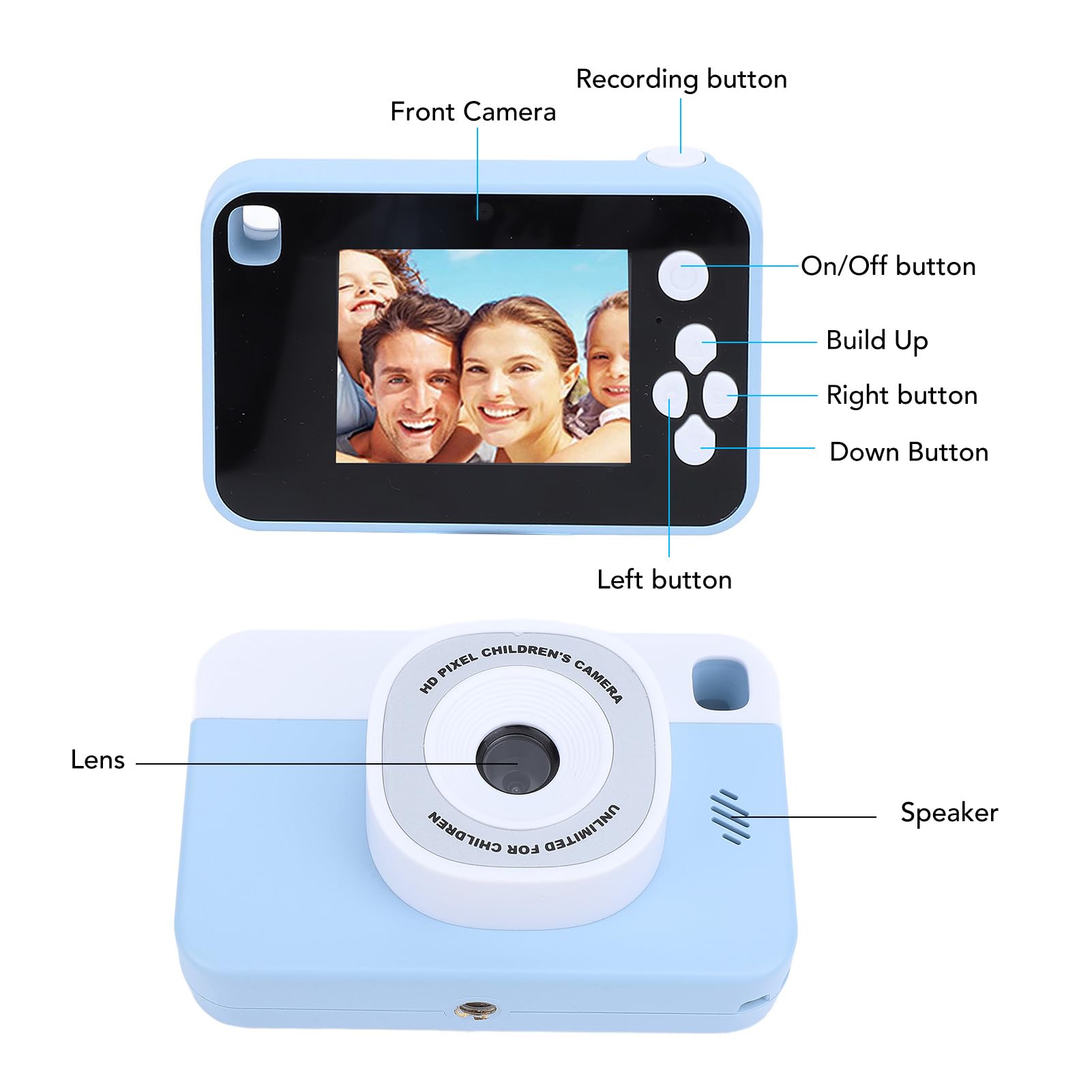 48MP Kindercamera, 1080P HD Selfie Digitale Videocamera met Statief, 2,4 Inch IPS-scherm, Zelffocus, Digitale Kindervideocamera Speelgoed voor Jongens en Meisjes