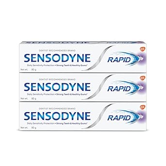 Sensodyne Toothpaste Rapid Combo pack, Sensitive tooth paste to help beat sensitivity fast, 240 g multi-pack (80 gx3)