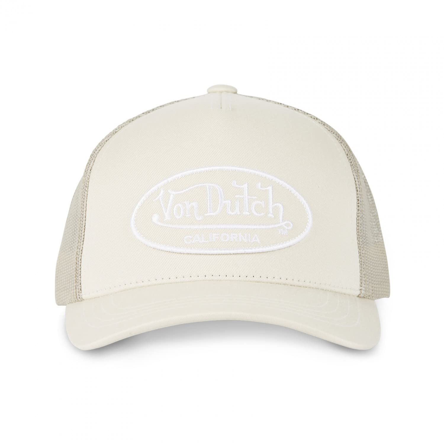 Von Dutch Casquette Homme & Femme Ajustable, Casquette Trucker Originale et Confortable, Taille TU - Beige/Blanc
