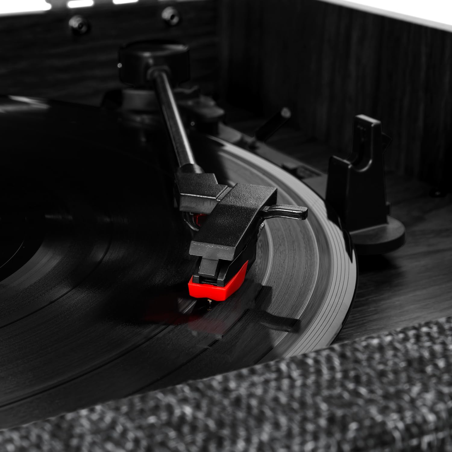 Victrola Century Signature+ Centre de Musique Bluetooth 6 en 1 avec Horloge Noir