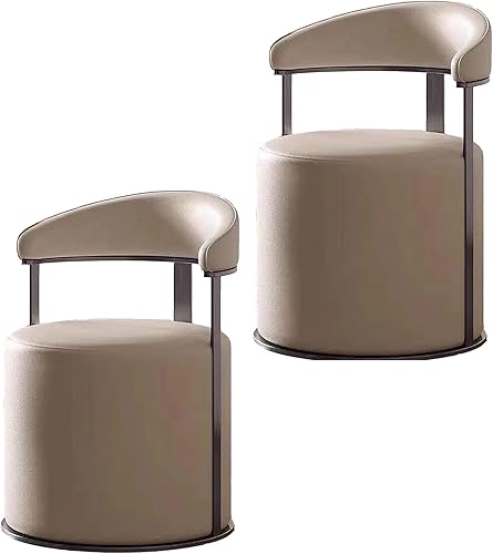 Sillas de comedor modernas y elegantes, con forma cilíndrica creativa, sillas con cojín de asiento de cuero, silla de ocio con marco de metal para