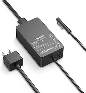 HiQuick 65W Surface Pro Charger with USB Charging Port 15V 4A Laptop Power Supply Adapters, Compatible with Microsoft Surface Pro X Pro 7 Pro 6/5/4 Surface Laptop 1 2 3 Surface Go 1 2 Surface Book