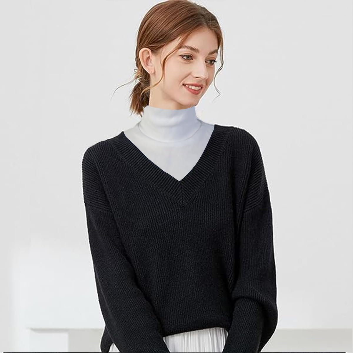 NLAND Colletto Finto Donna Inverno Collo Alto Staccabile Collare a Blusa Dolcevita Cotone Morbido Mezzo Top Scaldacollo