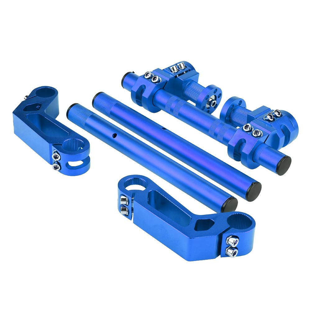 di manubrio regolabile CNC da 7/8" (22 mm) per moto, manubrio in alluminio ricavato dal pieno per pit bike e dirt bike da 125, manubrio rimovibile con regolazione (Blu)