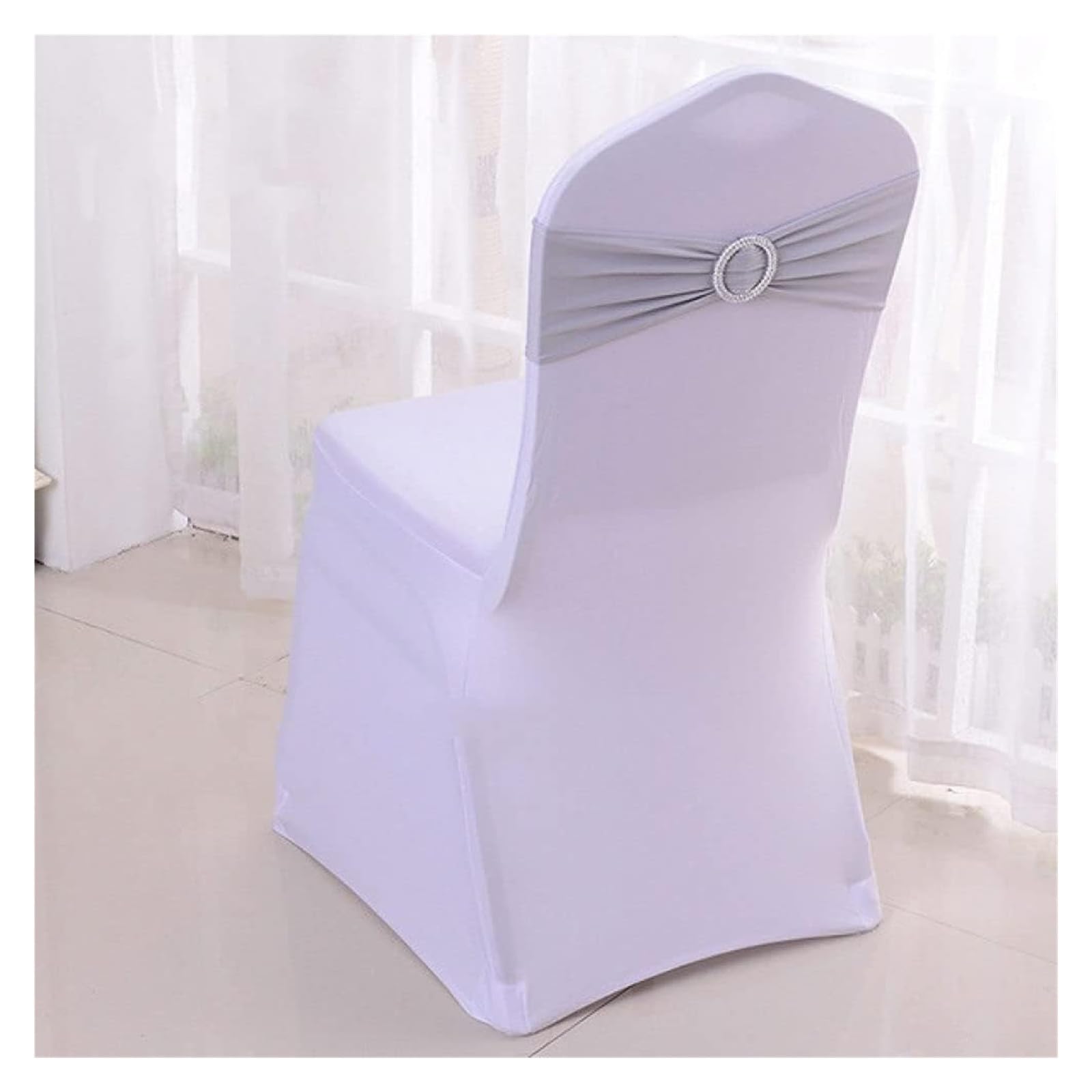 RZQVHBKXWGT chair sashes,50Pcs Elastic Spandex Chair Bands With Buckle Solider Stretch Bow Sashes Wedding Knot Banquet Christmas,red,China (Color : Wit, Size China)(Gris)