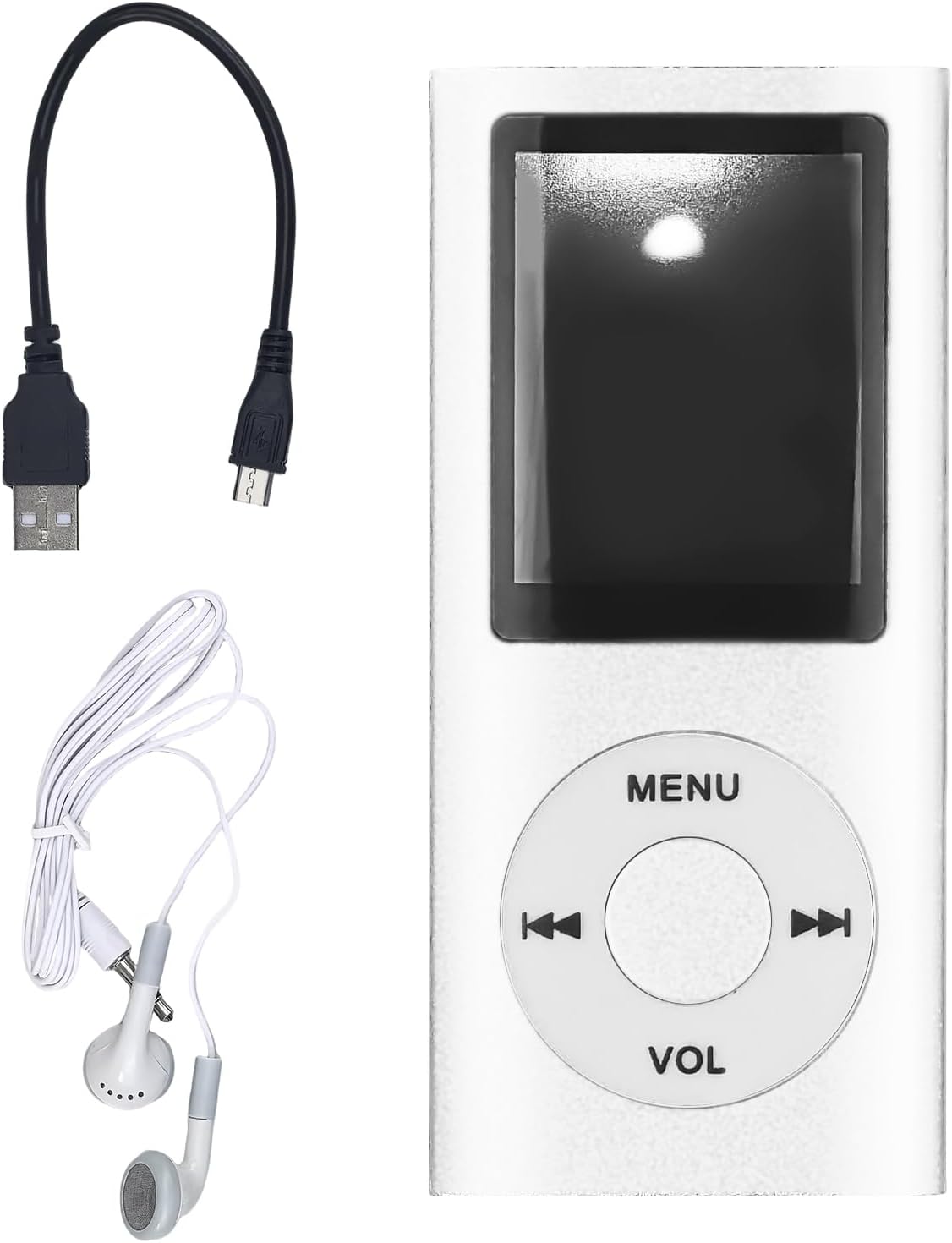 MP3 Player,Portable Multifunctional MP3 Digital Music Player,1.8 Inch LCD Music-Player with Earphone,Build-in Photo/Video Play/FM Radio/Voice Recorder/E-Book Reader(Memory Card Not Included)-Silver