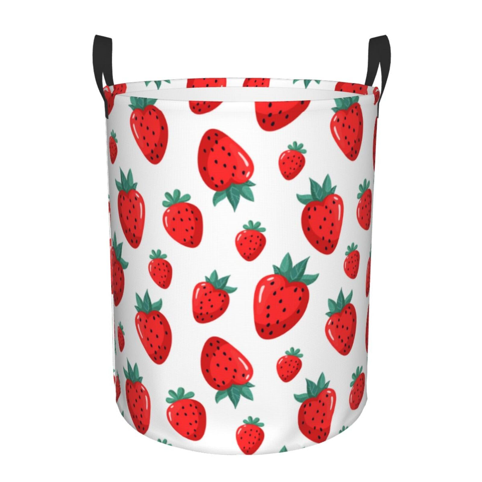 Laundry Basket Watercolor Strawberries Laundry Hamper Waterproof Idea Hampers Large Collapsible Baskets with Handle Suitable for Bedroom Bathroom Utility Room Kitchen