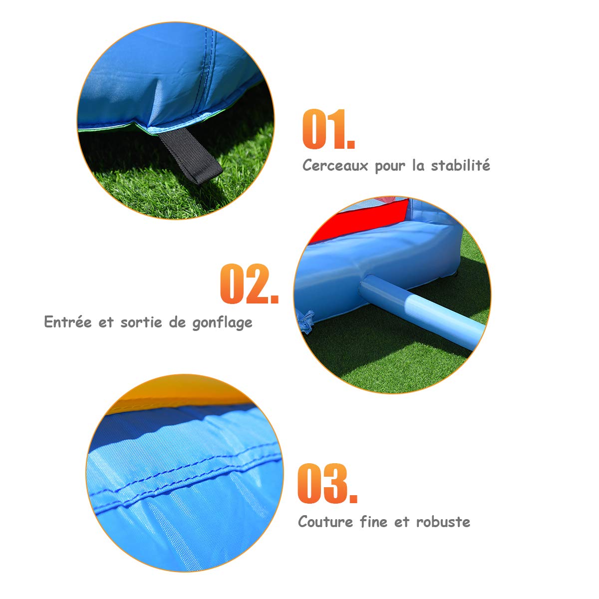 COSTWAY Château Gonflable Avec Toboggan Et Souffleur 450W – 370x280x230 Cm, 135 Kg, 3-10 Ans