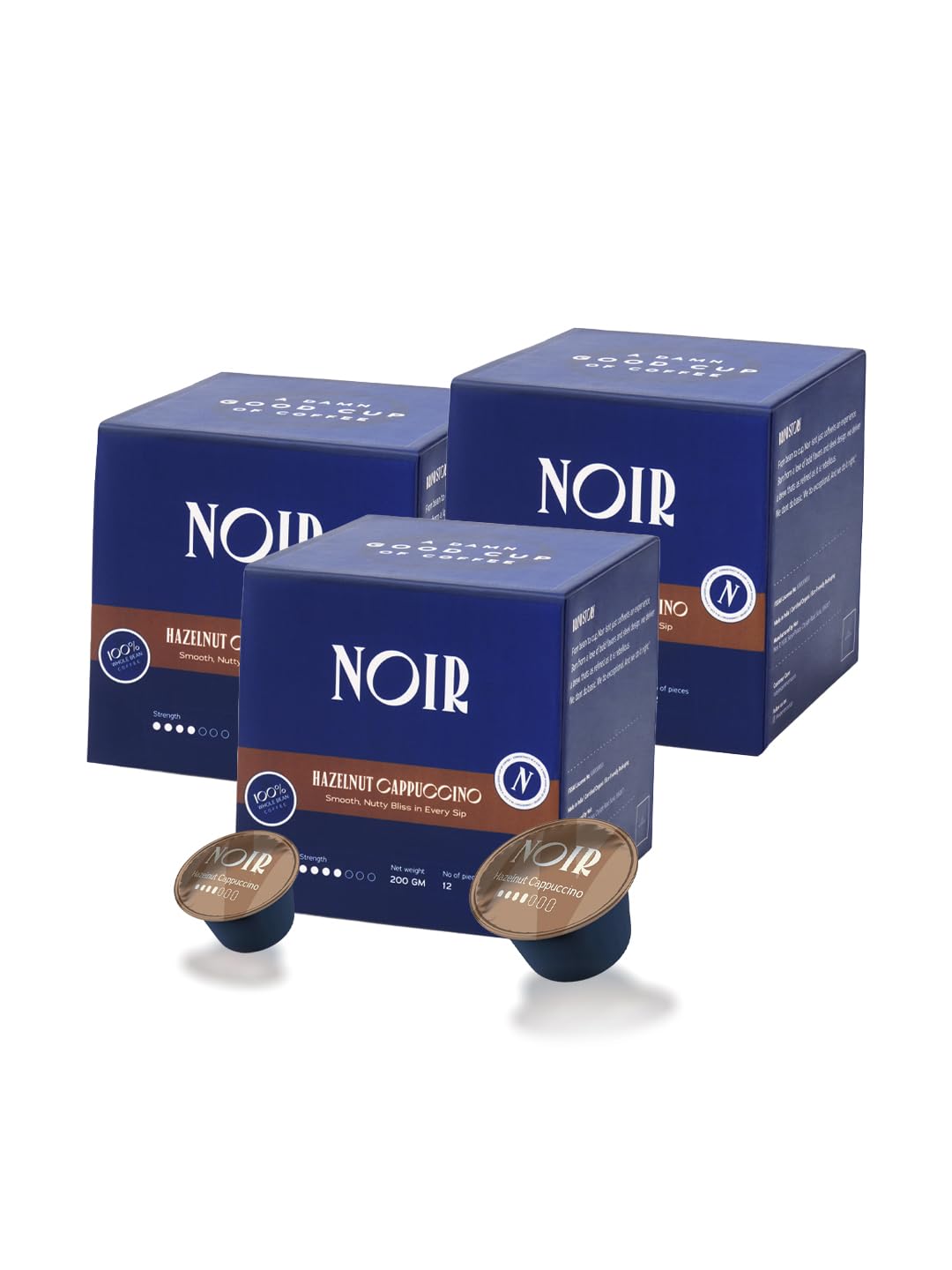 Noir's Premium Hazelnut Cappuccino Bundle of 30 Pods | Rich Dairy Creamer with Smoothy Hazelnut Flavor | Velvety Frothy Finish | Dolce Gusto Compatible Pods | Pack of 3 Boxes