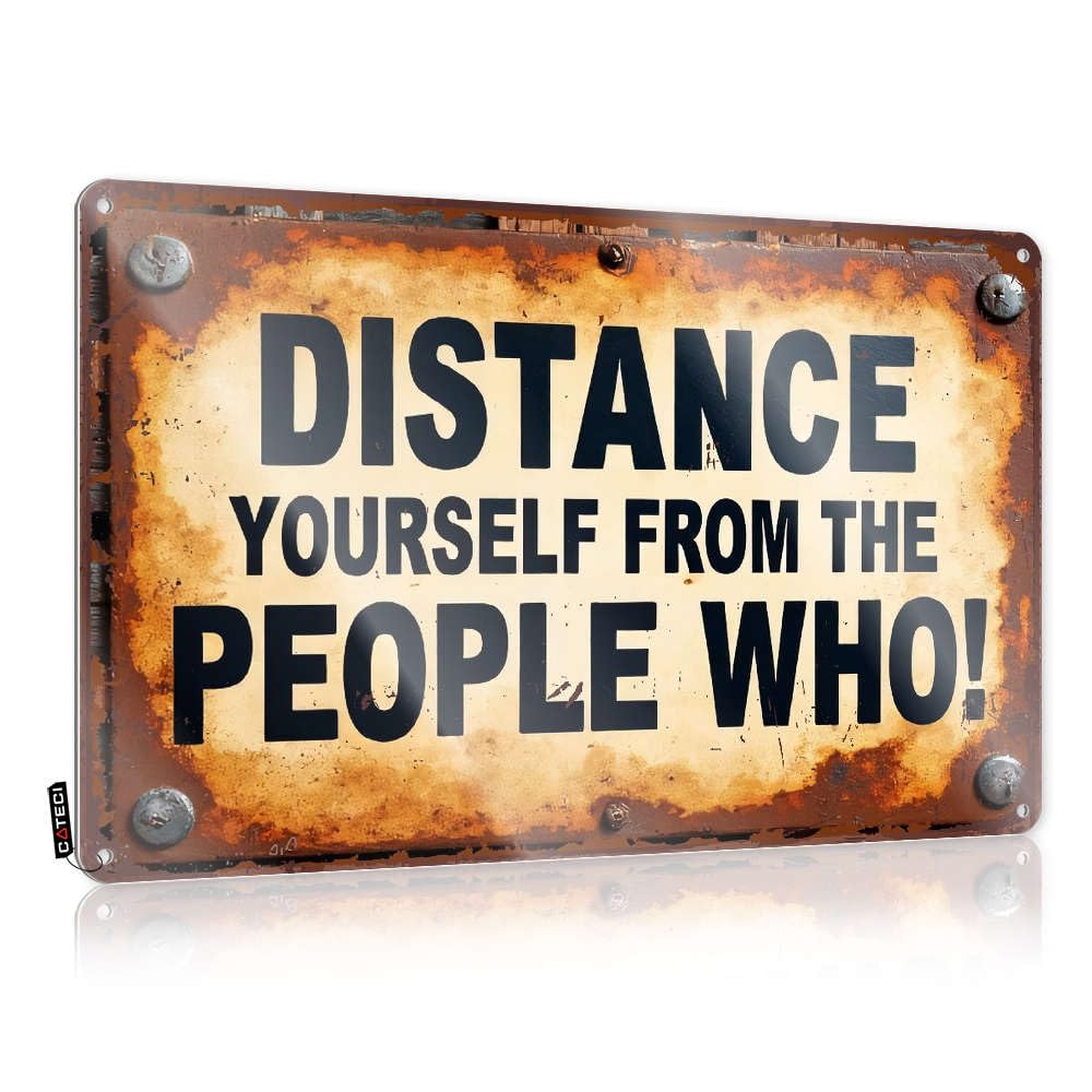 Clock Plaque Rustic Retirement | Distance Yourself From The People Who! Antique Metal Wall Decor For Porch Home(20X30CM)