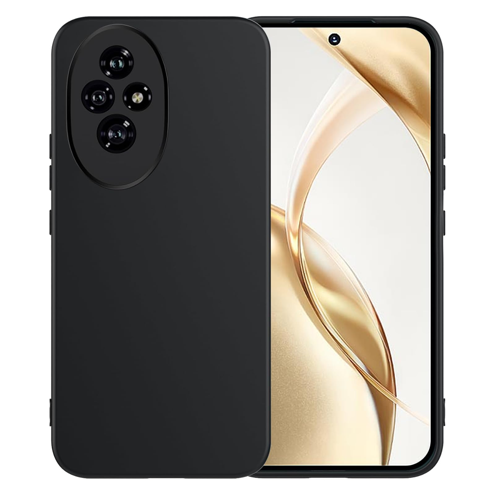 Maykela Silicone Cover Case Cover Compatible with Honor 200 5G Thin with Camera Protection Soft Interior Slim Fit Flexible Phone Case (for Honor 200 5G-Black)