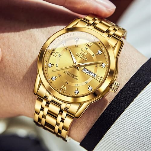 Miniatura 2 de OLEVS Reloj para hombre clásico vestido de negocios analógico cuarzo acero inoxidable impermeable luminoso fecha diamante hombres reloj de plata