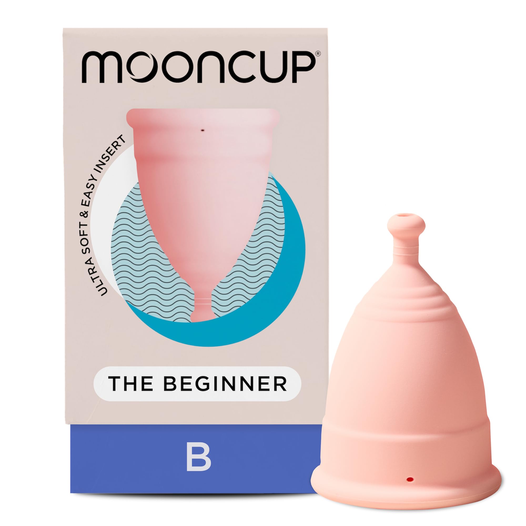 Mooncup® Beginner Menstrual Cup, Reusable, Ultra Soft & Easy Insert, Great for Heavy Flow Periods, Size B, Age Under 30 (Pack of 1)