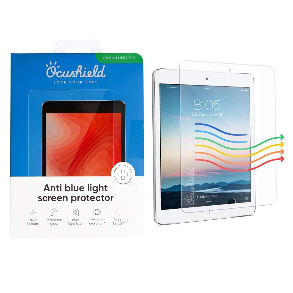 Ocushield Anti Blue Light Tempered Glass Screen Protector for Apple iPad  Mini 1/2/3 Blue Light Filter for iPad Anti Glare Protect Your