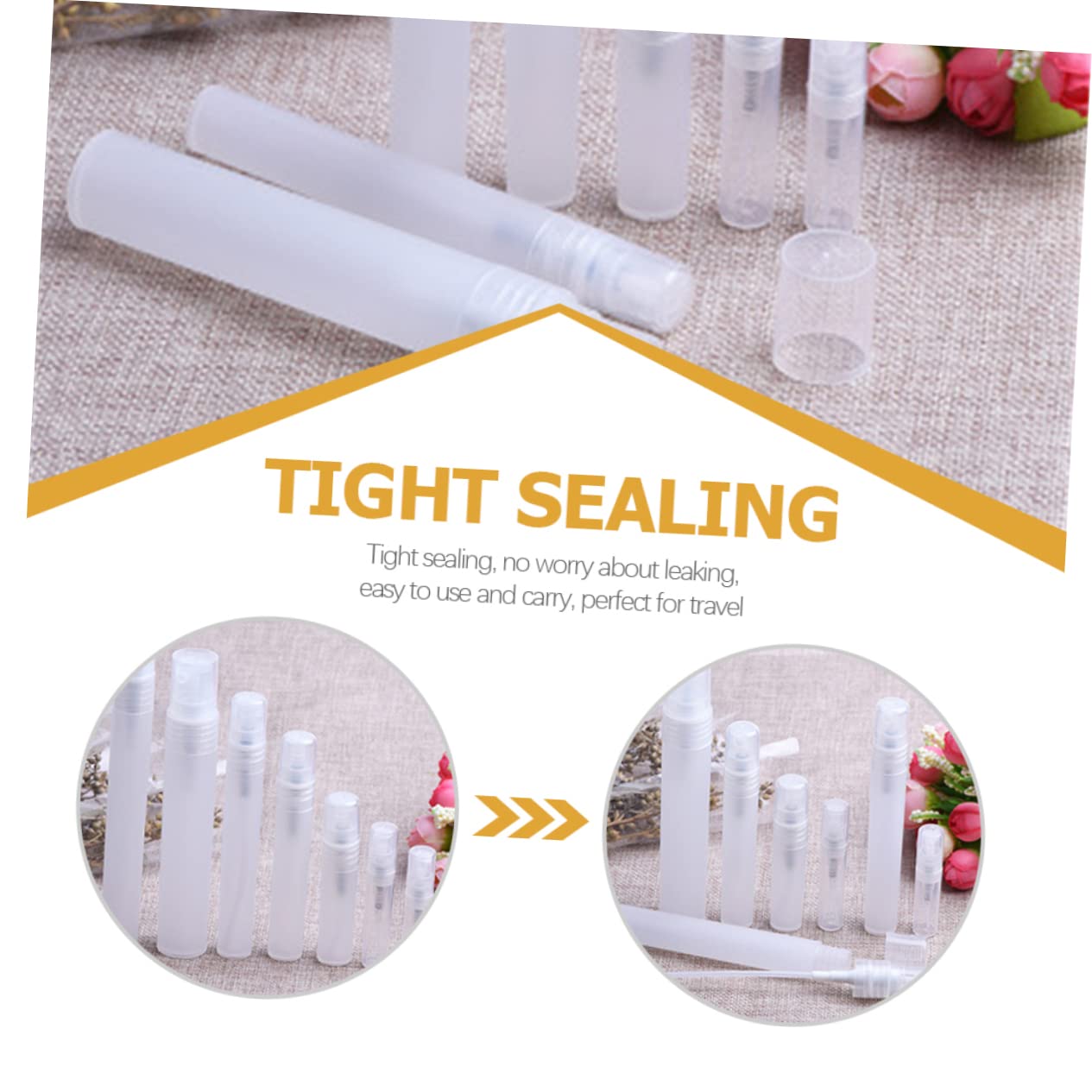 Healeved 48piezas Botellas De Perfume Mini Recargables Spray Transparente para Viaje Contenedores De Cosméticos Portátiles Sin Fugas