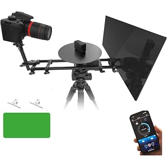 Motorised 360  Photo Booth Rotating Platform with Green Background & Clamps - App Controlled Turntable for Product Photography Video Booth Stop Motion & B-Roll - Quiet Motor 10kg Load Capacity USB-C