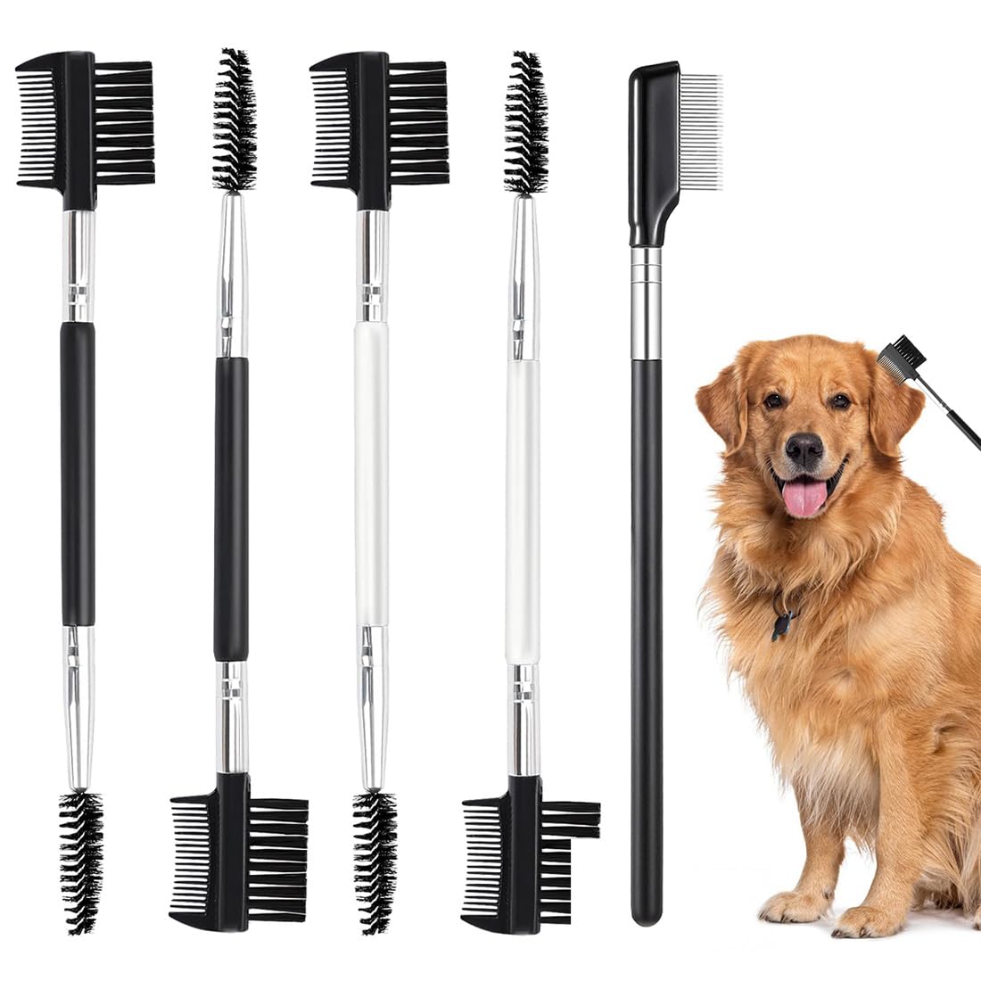 5 Pcs Double Sided Dog Eye Brush Teardrop Stain Remover Comb Double Head Grooming Comb Multipurpose Tool for Small Pets Cats