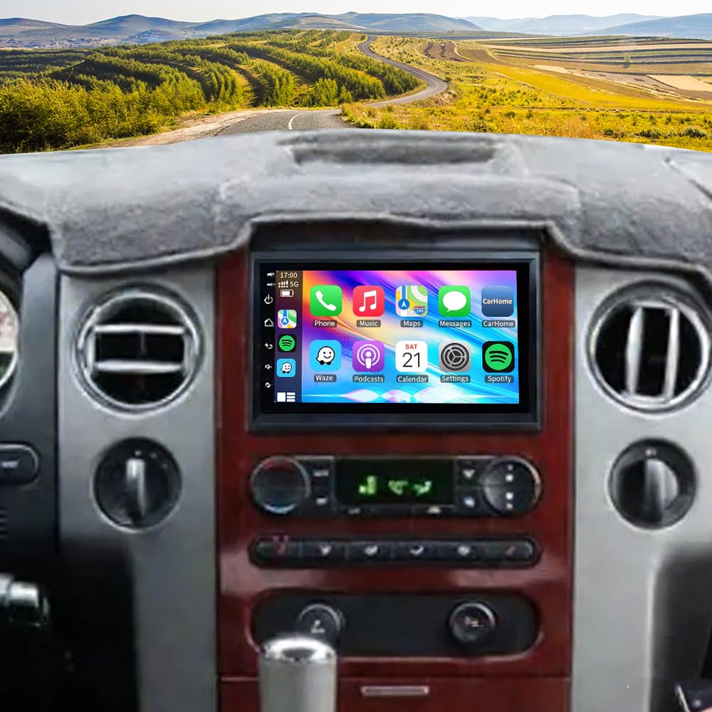 2+64G Double Din Radio for Ford F150 2004 2005 2006 2007 2008, 4 Core 7 Inch Android 14 Touch Screen Car Stereo with Wireless Carplay Android Bluetooth GPS Backup Camera WiFi DSP SWC FM