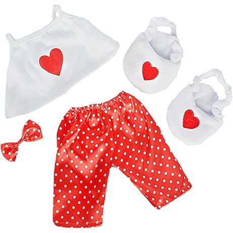 Satin Heart PJ's with Heart Slippers Teddy Bear PJs