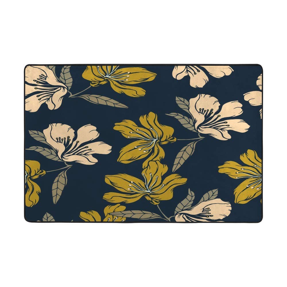 Tapis antidérapant intérieur lavable au motif floral pour une cuisine et un salon chaleureux