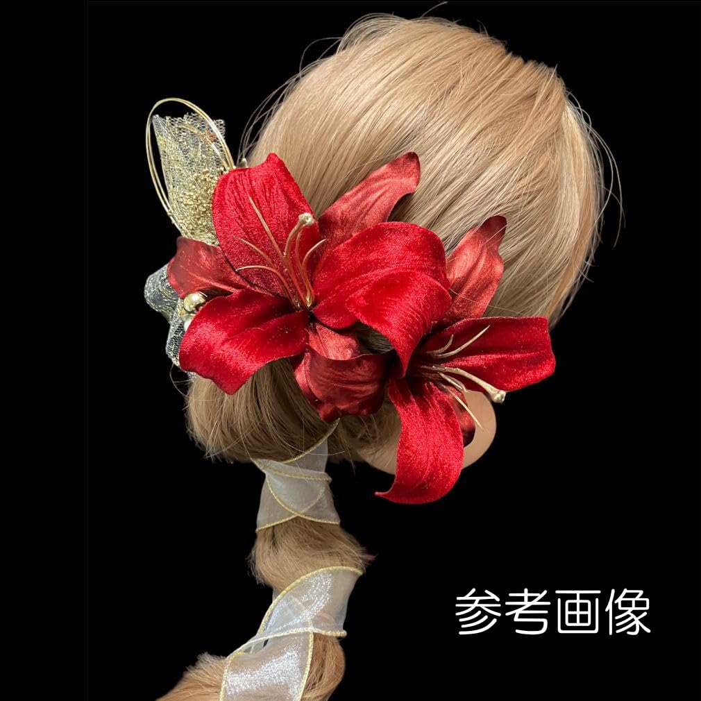 ゆり　髪飾り　10輪（画像の物を２倍） 百合とカラーリリィのヘッドドレス/ヘアアクセサリー(Full-set