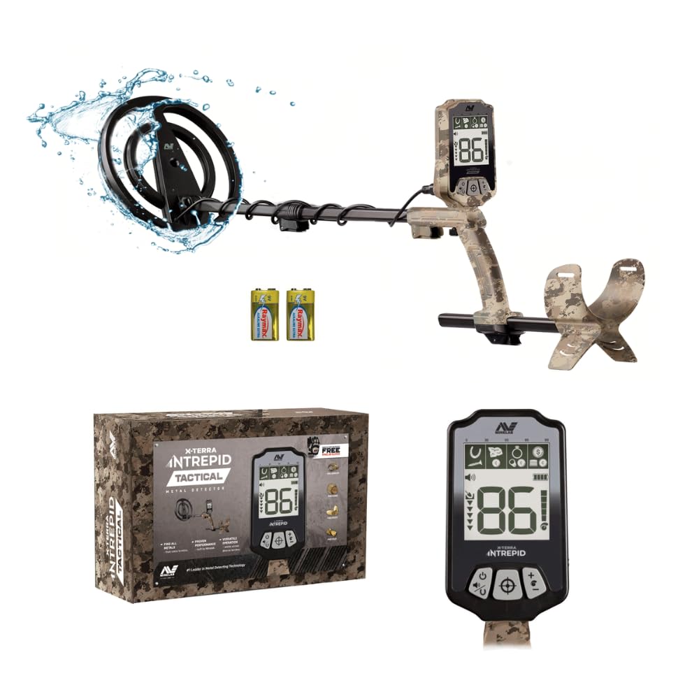 Minelab X-Terra Intrepid - Detector de metales edición 'táctica', bobina impermeable de 10 pulgadas, modo pinpoint, ligero, compacto y fácil de usar para principiantes y profesionales, identificación