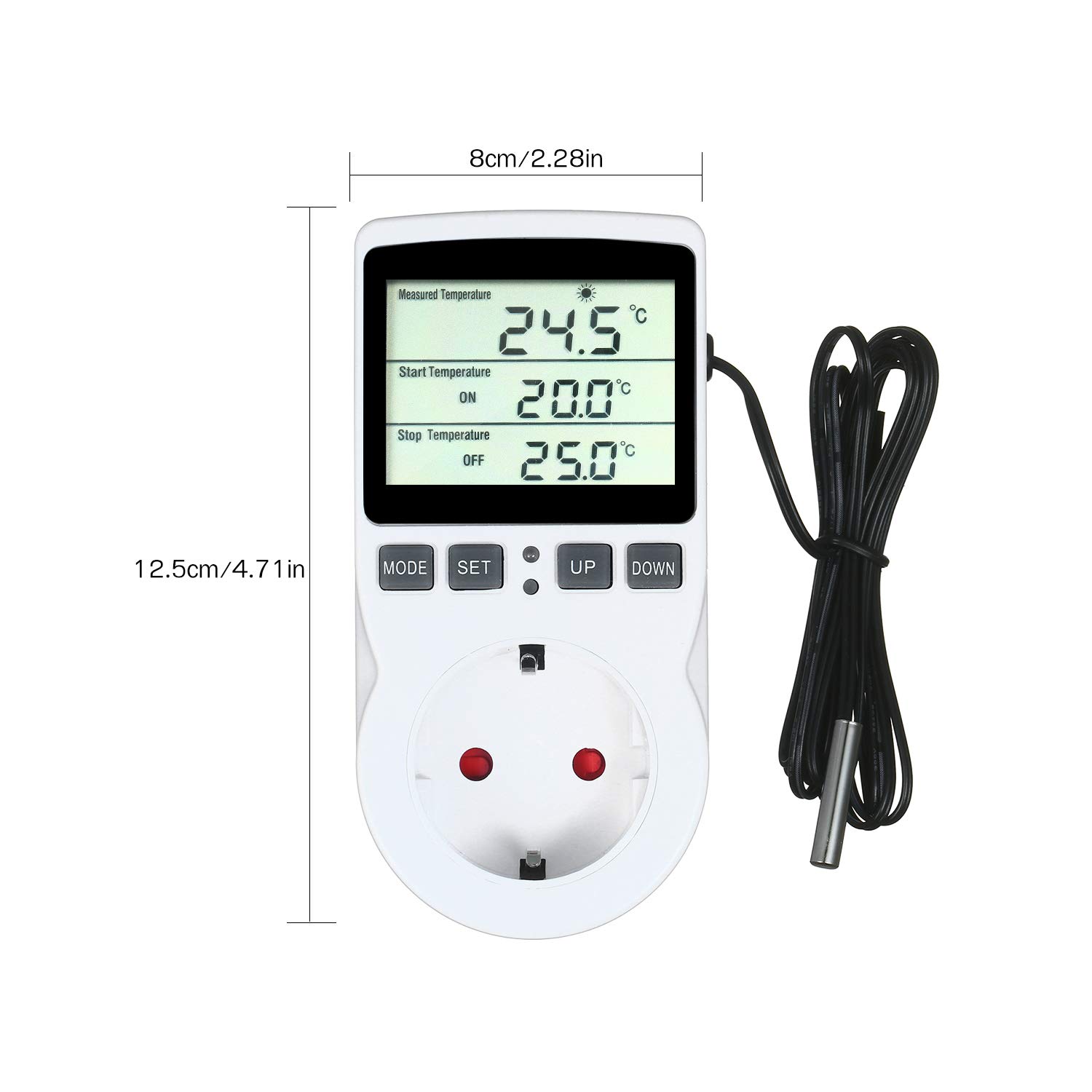Reptilien Thermostat, Digitaler Thermostatregler mit Timer und Sonde für temperaturgesteuerte Steckdosen für Terrarium-Aquarium-Reptilien mit Treibhaussaatkeimung