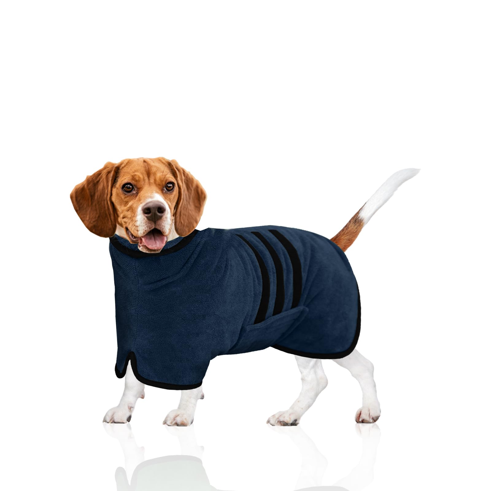 WUFANC Hundebademantel aus Mikrofaser, Bademantel Hund Extra SaugfäHig und Schnell Trocknendes mit Klettverschluss und Verstellbarem Schrumpfband, für Große Mittel und Kleine Hunde (S)
