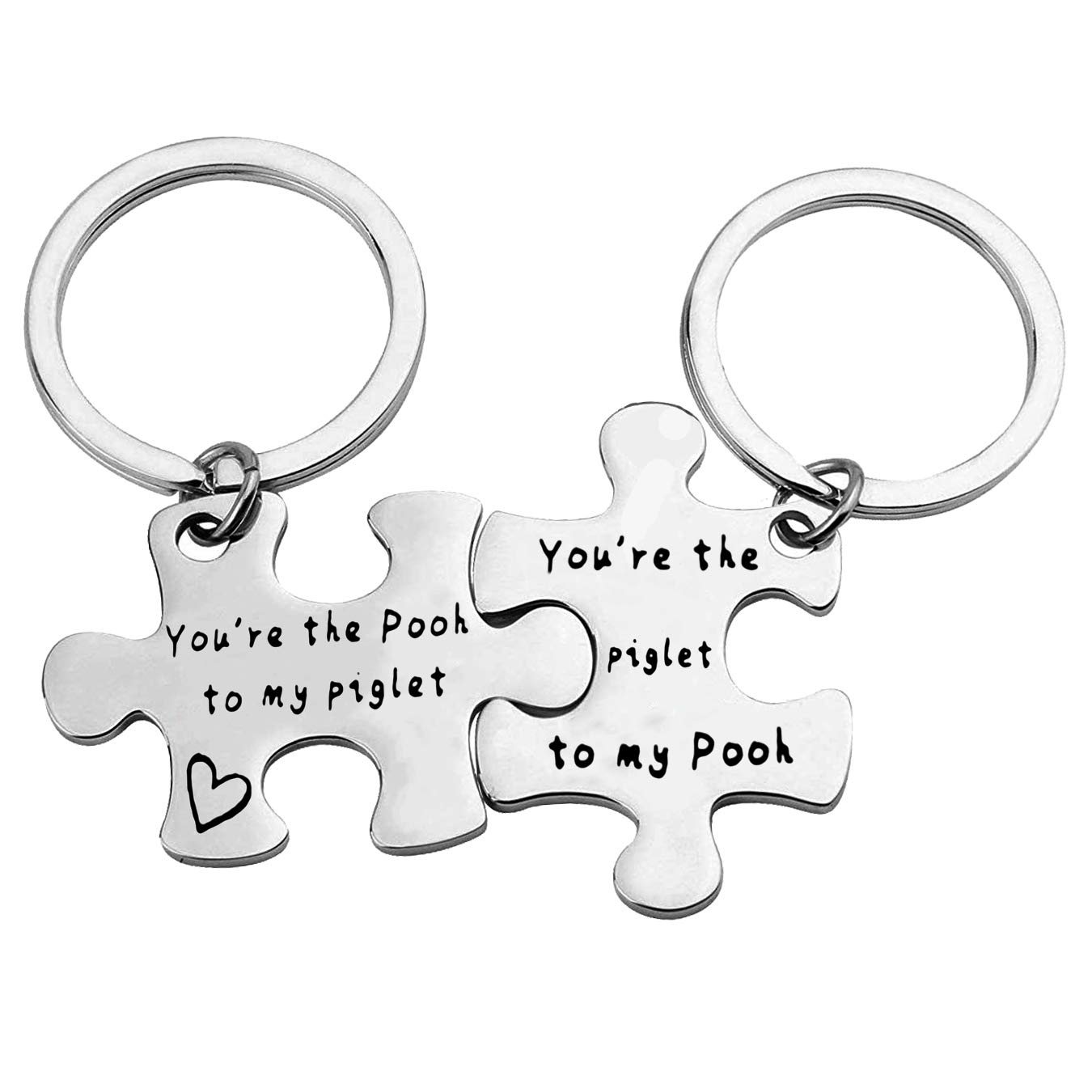 Best Friend Keyring Set - You're The Pooh to My Piglet/You're The Piglet to My Pooh - Friendship Keychain for Him Her - BFF Gifts for Women Men