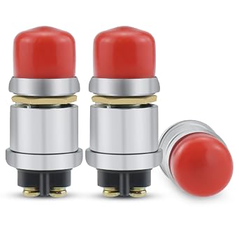 Aifeier ET Engine Push Start Button Switch, 12V/24V Waterproof Push Button Momentary Start Switch 50A Heavy Duty Momentary Push Button for Car Marine Boat Truck Lawn Tractor etc. Red, 3 Pcs