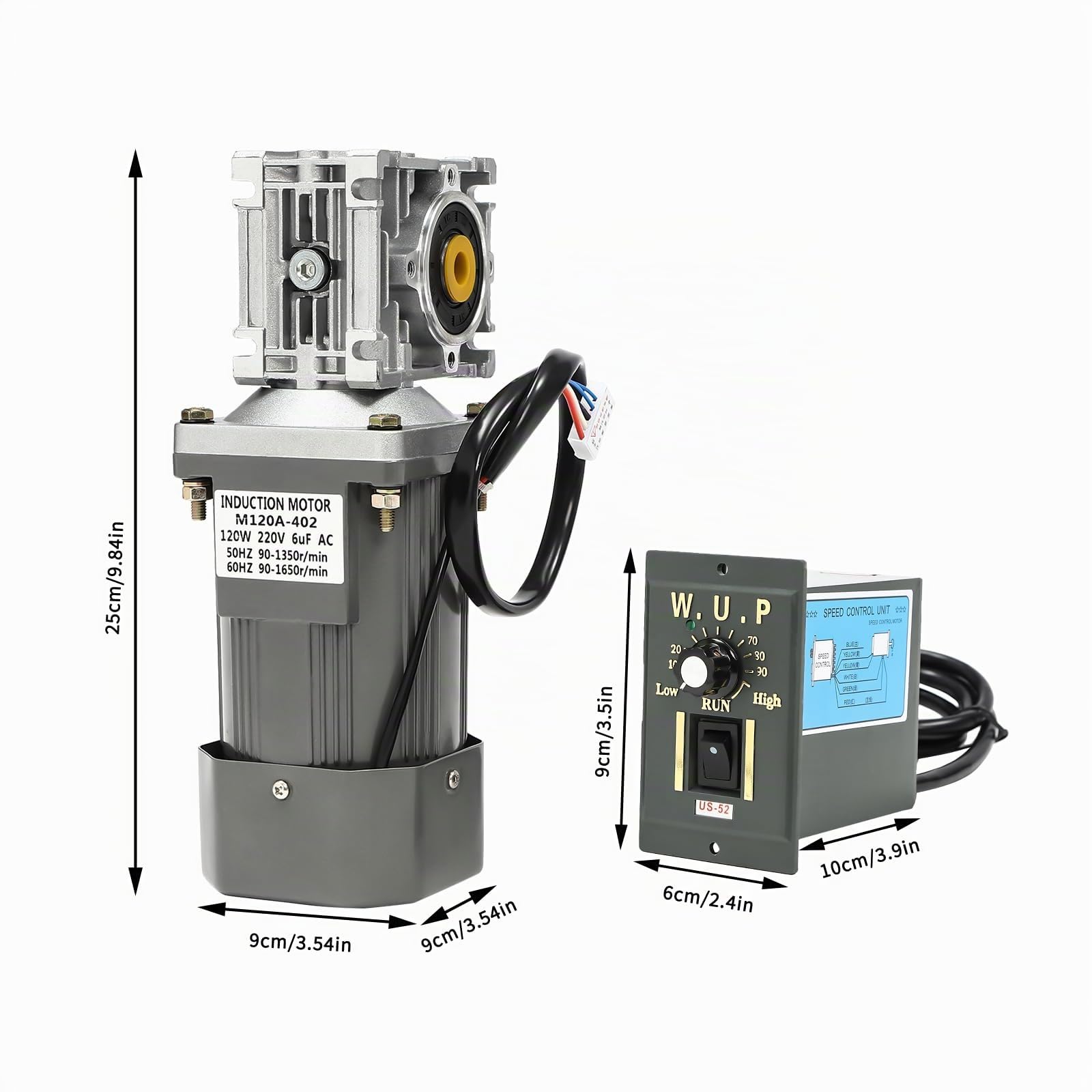 Moteur de réducteur à vis sans fin, 120W 220V Contrôleur de vitesse industriel, Rapport de réduction: 30: 1, Moteur électrique à engrenages, pour équipement de bureau