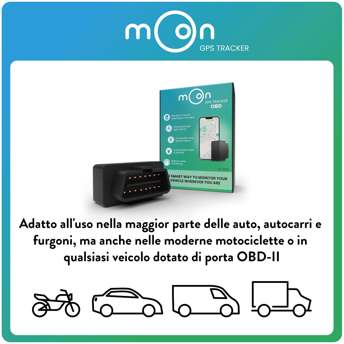 MOON GPS Tracker OBD per Macchina e Moto