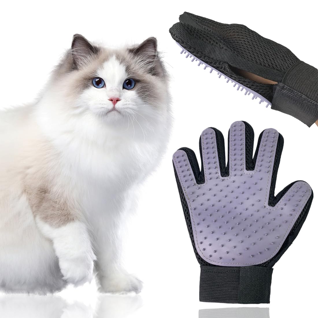 KSUKTSW Guante de Baño de Silicona para Gatos con Cepillo de Limpieza y Masaje, Quitapelos y Quita Pelos, Única Pieza para Peinar y Limpiar a tu Mascota. ¡Elimina el Pelo Suelto y Limpia