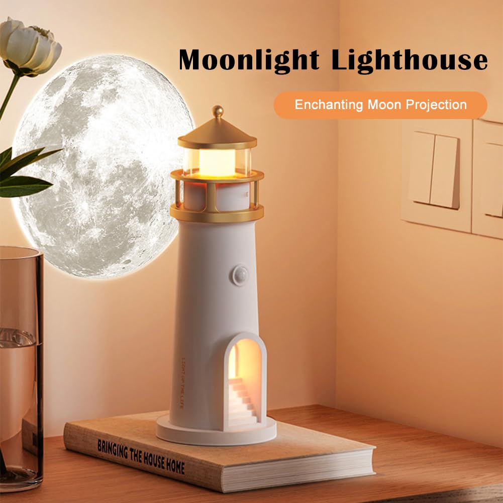 Lámpara de luna con proyector de faro, luz nocturna, luz de luna, lámpara de mesa estética LED para cumpleaños de niños y niñas (control remoto)