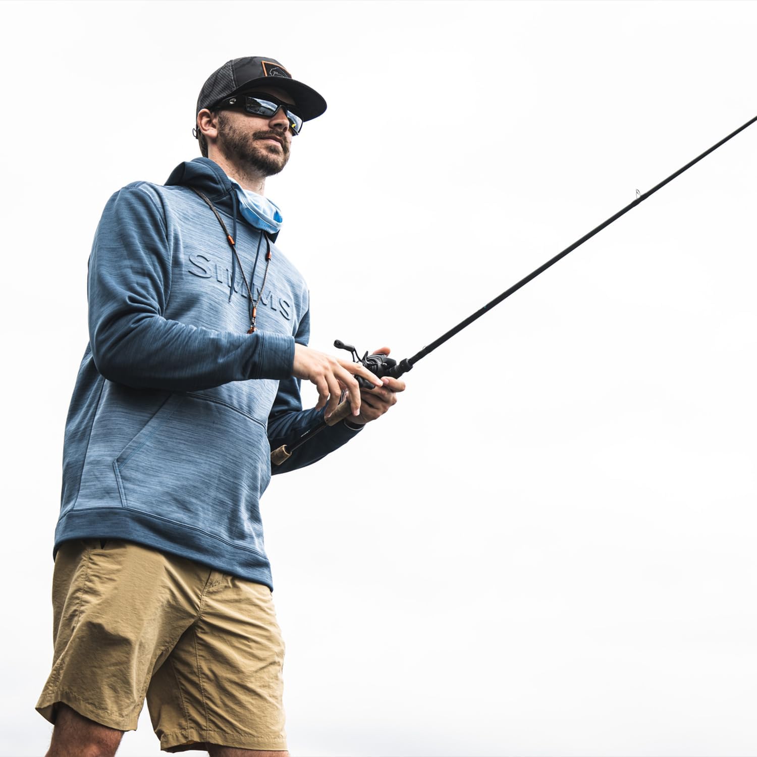 Simms Challenger Men's Fishing Hoodie - Long Sleeve UV Sun Protection, Fleece Interior, Adjustable Hood, Comfort and Versatility Ideal for Hot, Cool, Windy Days (Rich Blue, Medium)