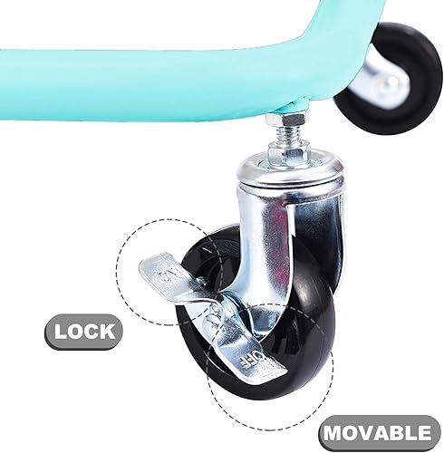 Miniatura 6 de 2-Tier Metal Utility Rolling Cart, Storage Side End Table with Cover Board