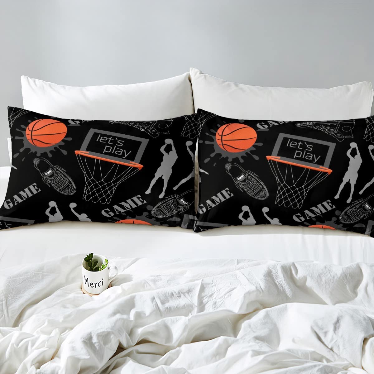 Basketball Sports Bedding Set 3D Ball Games Duvet Cover for Children Kids Boys Girls Microfiber Comforter Cover Gift for Basketball Player Bedspread Cover King - Image 4