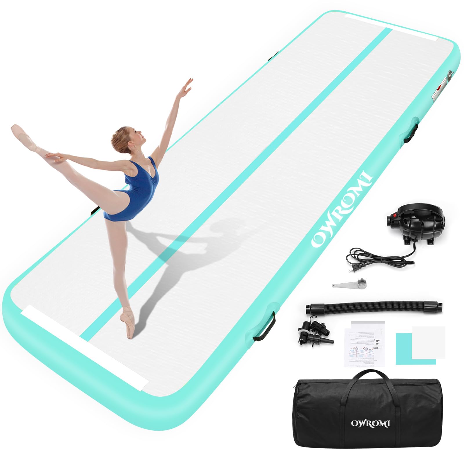 Inflatable Tumble Track Gymnastic Mat 6.6ft 10ft 13ft 16ft 4/8 Inch Thickness Mats with Air Pump for GYM/Yoga/Dance/Water Fun โ image 1
