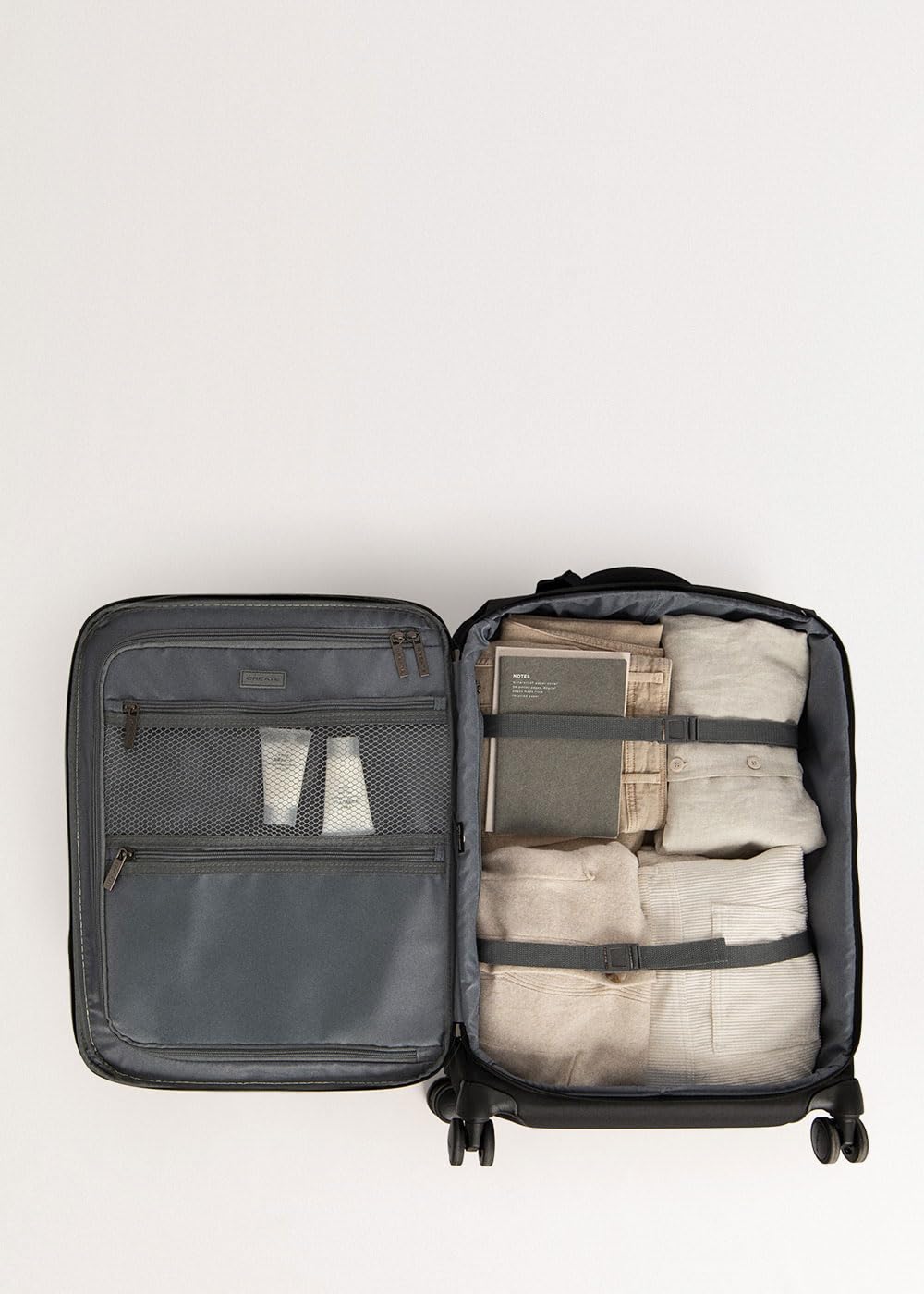 CREATE / Luggage Studio Soft/Valise Souple en Polyester Noir / 47x25,5x65cm / Serrure TSA, 4 Roues Doubles multidirectionnelles, poignée télescopique, Tissu imperméable, étiquette d'identification