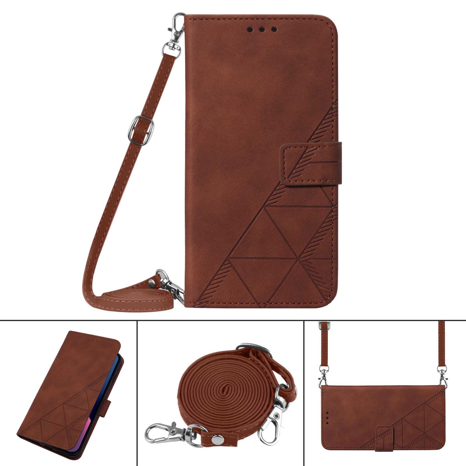 Funda para Samsung Galaxy S22/S22+/S22 Ultra, Ajustable Correa para El Cuello Carcasa con Ranura Tarjeta Y Soporte Función Magnético Funda,Marrón,S22 Ultra 6.8"