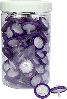 Syringe Filters PVDF Hydrophobic Filtration 0.45um Micron Pore Size 25mm Membrane Diameter Lab PVDF Membrane Disc Non-Sterile by Labfil, Pack of 100