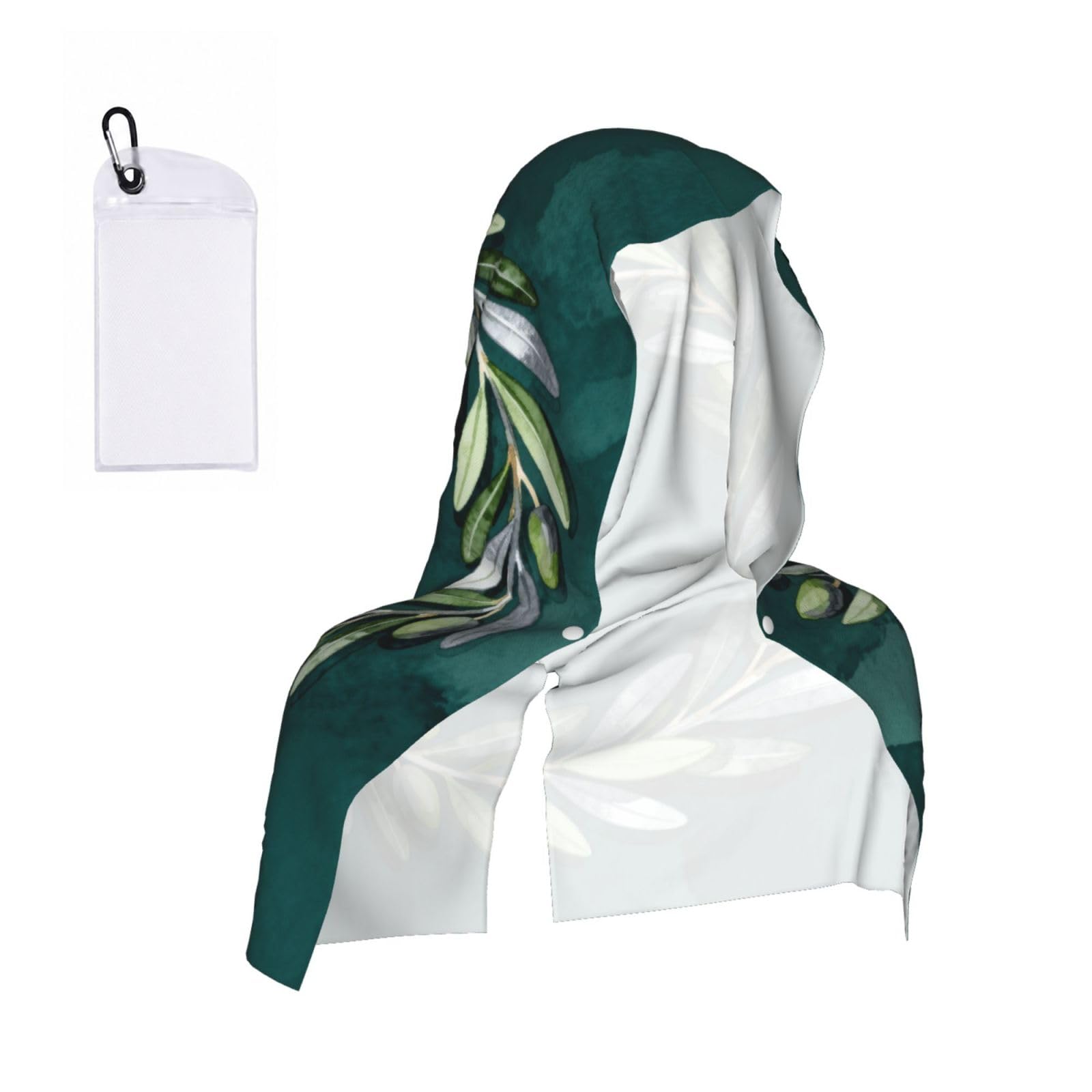 CNTDBU Olive Branch Wreath Cooling Towel Hooded-Instant Chill Neck Cover for Sports, UV Cooling Rag for Running Gym