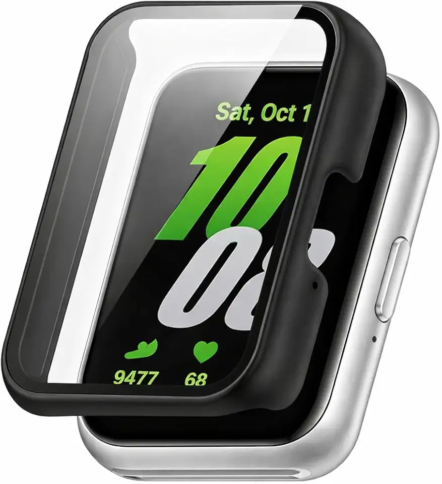 Capa Bumper com Película Compatível com Samsung Galaxy Fit 3 - Case Protetora para Smartwatch, cor Preto