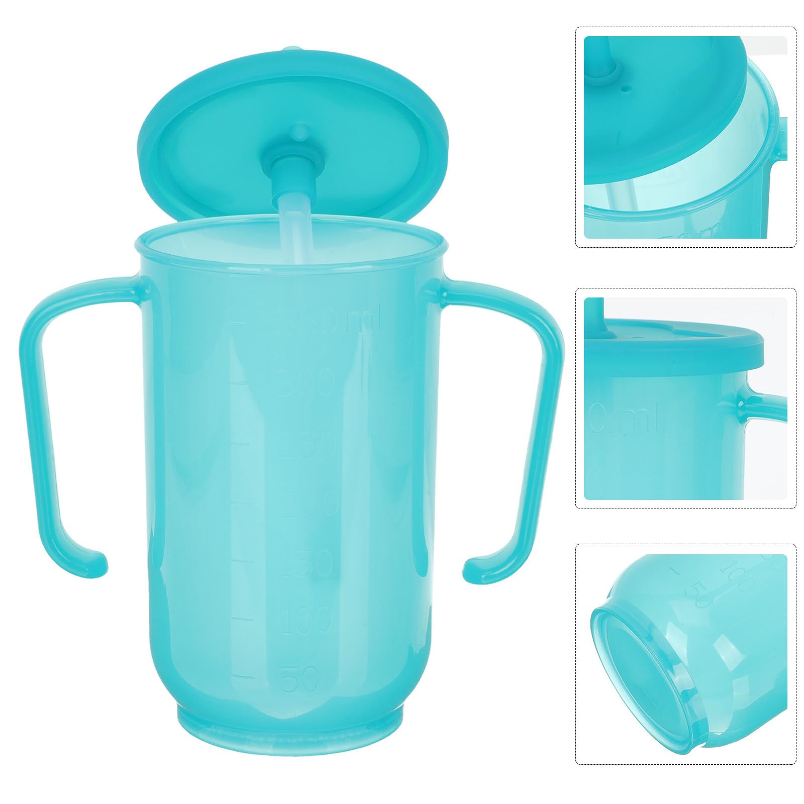 CRAFTHROU Vaso para Alimentación Líquida Doble Asa y Plástico Resistente, Fácil de Agarrar, Adecuado para Pacientes Postrados en Cama y Personas Mayores