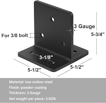 2 Pcs 6x6 Concealed Post Base, Heavy Duty Knife Plate Bracket
