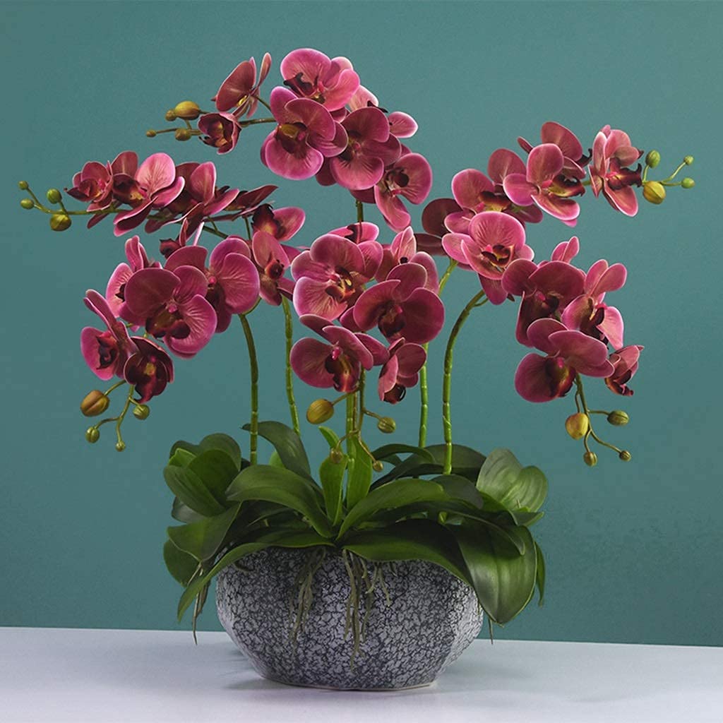 Sztuczny Kwiat W Doniczce Duża Orchidea Phalaenopsis Sztuczne Kwiaty, Fałszywe Sztuczne Storczyki Phalaenopsis Z Układem Wazonów
