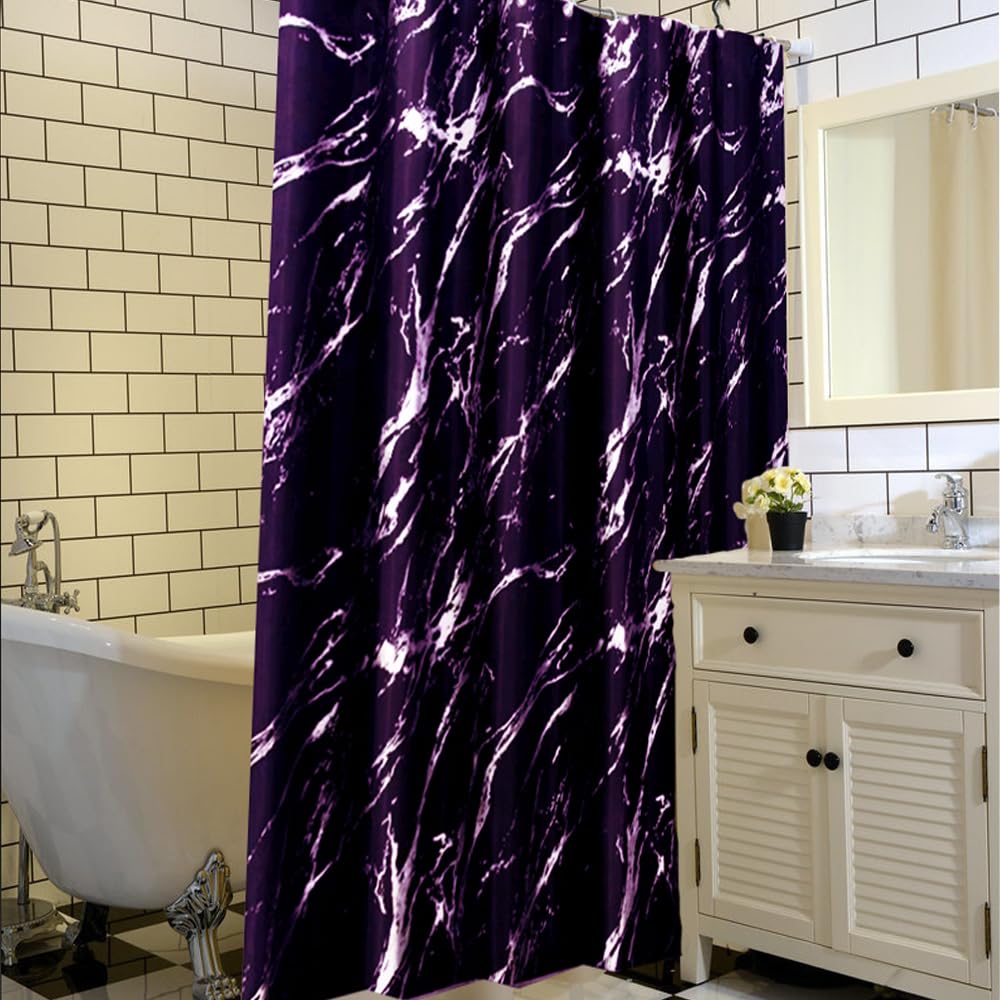 Purple Shower Curtain 180x180cm purple Marble pattern shower curtains Water Resistant Quick Dry Polyester Bathtub Shower Curtain with 12 Hooks for Wet Room Bathtub Shower Stall,Bathroom Curtain Set - Image 2