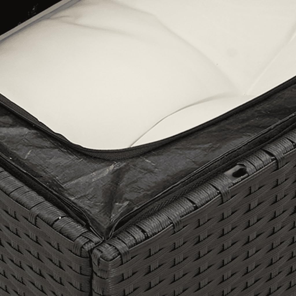 vidaXL Salon de Jardin avec Coussins 6 pcs, Canapés de Terrasse, Ensemble de Meubles de Patio, Mobilier d'Extérieur, Noir Résine Tressée
