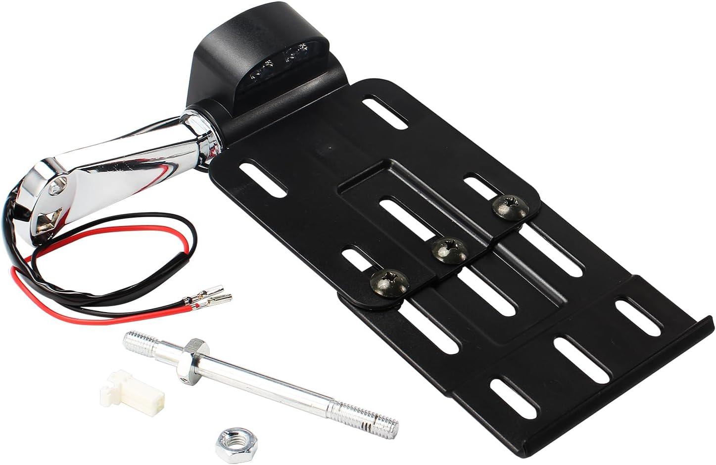 Motorcycle Rear Side License Plate Bracket Holder with LED Light Compatible with Harley Sportster 2004-Later XL883 XL883L XL1200 XL1200X… (Chrome)